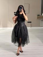 فستان سهرة قصير اسود فاخر وجذاب