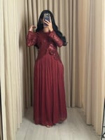 فستان ناعم احمر مع جاكيت