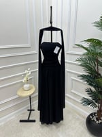 فستان ناعم اسود بشال