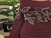 فستان راقي يتطريز لؤلؤي انيق