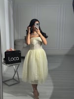 فستان سهره ناعم ليموني