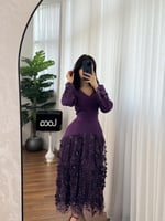 فستان سهره ناعم بتطريز فخم ولون ليلكي من لوكا فاشن