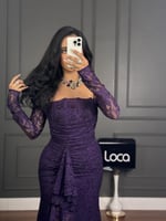 فستان سهره دانتيل ناعم موف