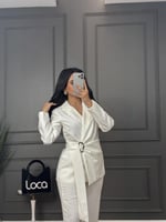 طقم رسمي باكمام طويله باللون الابيض من لوكا فاشن