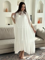 فستان ناعم فضفاض باللون الابيض