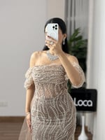 فستان سهره انيق بتطريز VIP وتصميم فخم من لوكا فاشن