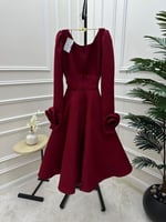 فستان احمر ناعم ميد