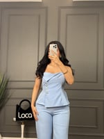 طقم رسمي توب باللون السماوي