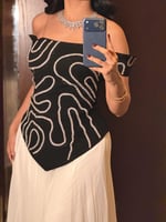 فستان سهرة راقي طويل بكورسيه مطرز باللون الأبيض وا...