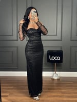 فستان سهره اسود مطرز