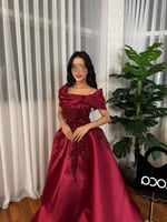 فستان سهره فخم بقصه دبل كلوش وتطريز فخم من لوكا فا...