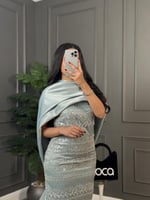 فستان سهره فخم بلون التيفاني من لوكا فاشن