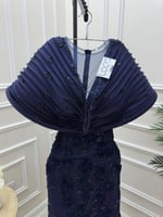 فستان سهره كحلي مطرز