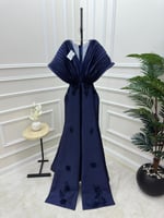 فستان سهره كحلي مطرز