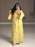 جلابية نسائية ناعمة لون اصفر ليموني فاتح