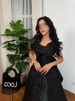 فستان سهره ميدي ملكي مطرز بلون اسود من لوكا فاشن