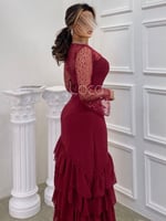 فستان عودي انيق بطبقات