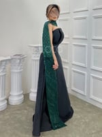 فستان انيق مميز بشال اخضر