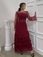 فستان عودي انيق بطبقات