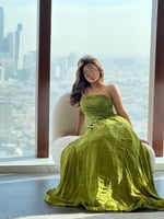 فستان بكتف واحد مميز بتطريز انيق