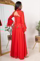 فستان احمر ناعم تصميم انيق