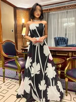 فستان انيق مشجر من الابيض والاسود