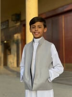 سديري جوخ دبل فيس للاطفال رصاصي- اسود