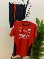 طقم تمارين الهلال قرمزي أسود نص كم 2025-2026