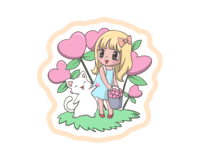 ستيكر فتاة وقطة