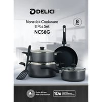 طقم أواني طهي غير لاصقة ديليشي 8 قطع، موديل NCS8G...