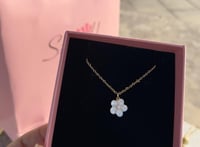 طقم ورده صدف طبيعي حلق+ سلسال مطلي ذهب