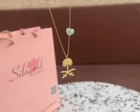 سلسال سيفين ونخله مع حجر كريم شكل قلب