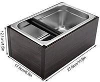 صندوق مهملات ستيل بقاعدة خشب