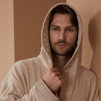 روب مودرن بيج بقبعة ريفي- Beige Modern Robe with A...