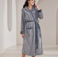 روب مودرن رمادي بقبعة ريفي- Grey Modern Robe with...