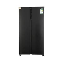 ثلاجة بابين دولابي 20.5 قدم (581 لتر) اسود استيل،...