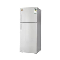 ثلاجة بابين بخار 14.9 قدم (420 لتر) أبيض، أرفف زجا...