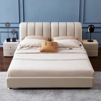 سرير جلد بيج