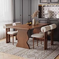 طاولة طعام مع 4 كراسي خشب قشر الجوز