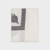 شال كشميري ملكي تطريز بيج مع رمادي Q9