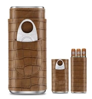 محفظة سيجار لثلاثة سيجار مع قاطع ستانلس