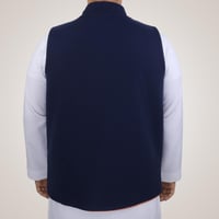 سديري رجالي وجهين بدون ازرار - كحلي وبرتقالي