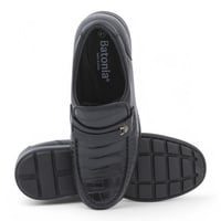 حذاء رسمي جلد طبيعي بنقشة جلد تمساح رجالي - اسود