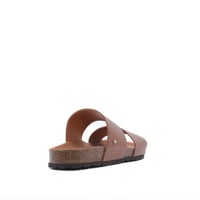 نعال كاجول جلد سادة رجالي - بني فاتح