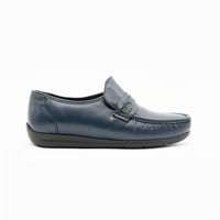 حذاء سادة مطرز بخيوط برباط من أعلى رسمي - كحلي