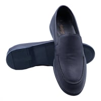 حذاء رسمي مخرم بالكامل بدون رباط جلد طبيعي - أزرق...