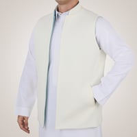 سديري رجالي وجهين بدون ازرار - سماوي و أبيض