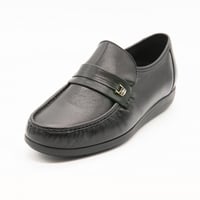 حذاء سادة مطرز بالخيوط رسمي برباط وتوكة معدنية جلد...