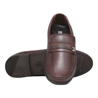 حذاء رسمي بني جلد طبيعي مريح مزين بالخيط