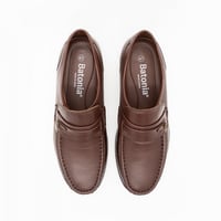 حذاء جلد طبيعي رسمي سادة حواف مطرزة بالخيوط برباط...